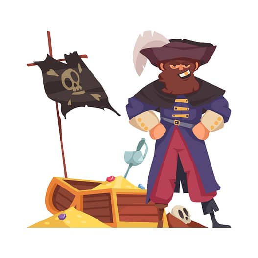 Pirate guarding his chest (trusts)